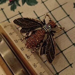 Bee Insect Hazel Crystal Brooch